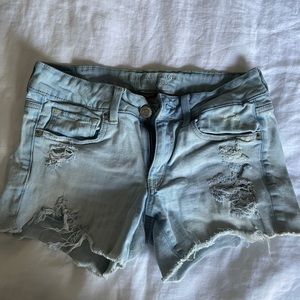 American eagle midi light wash shorts